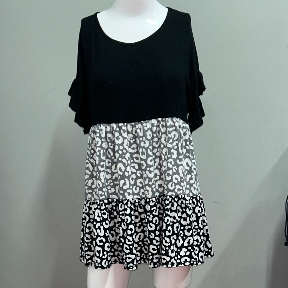 Black and White Leopard Print Dress